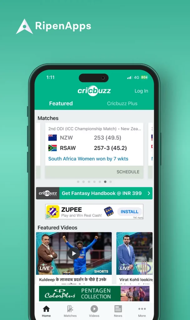 Live Score, Updates, Stats, and News -Build App Like Cricbuzz