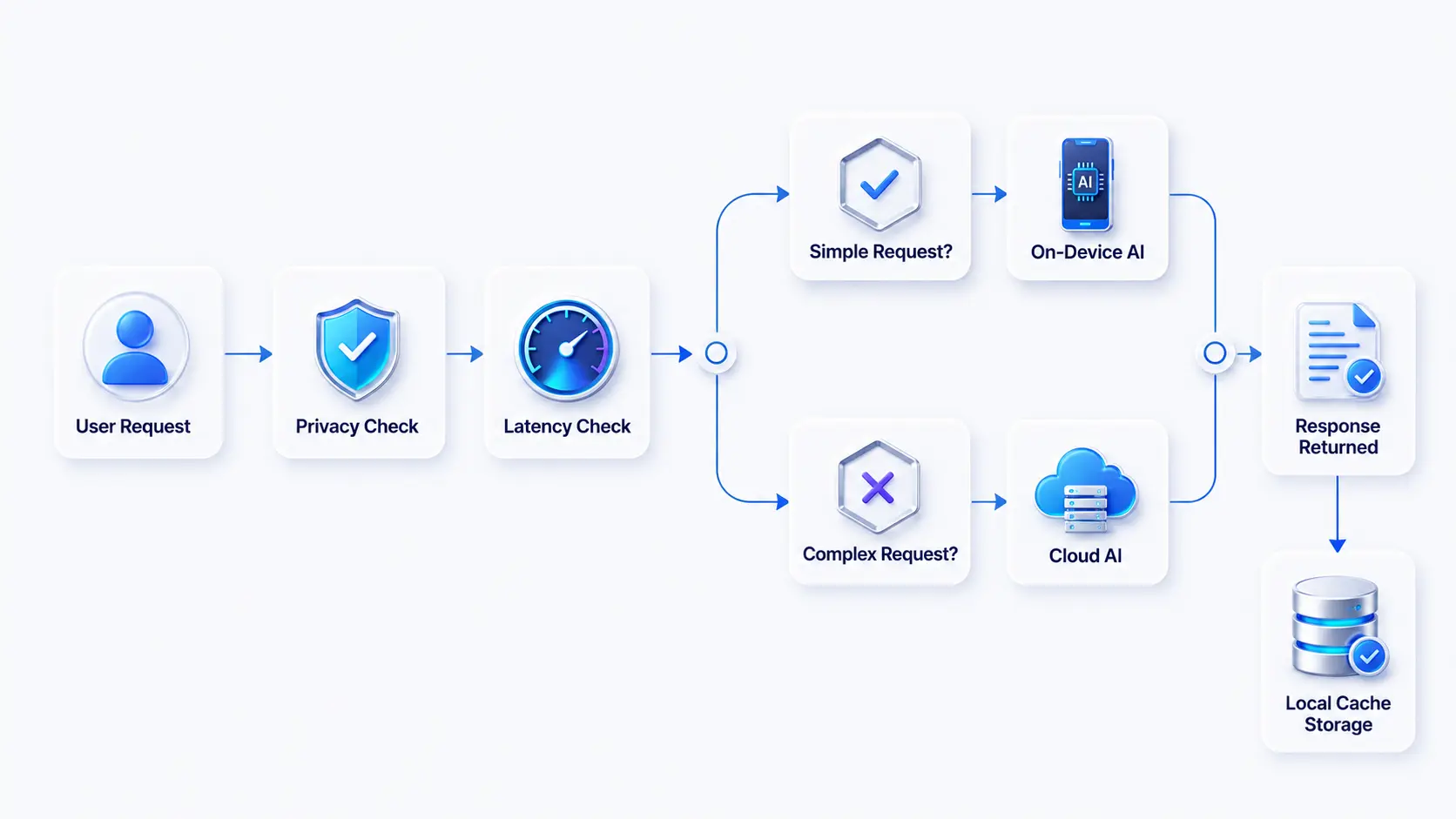 How a Hybrid AI Mobile App Processes User Requests
